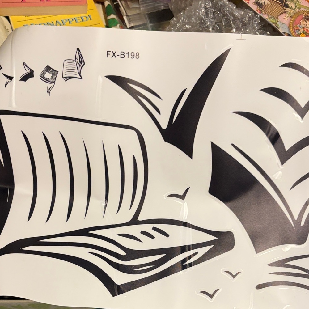 Black and White Book Wall Decal